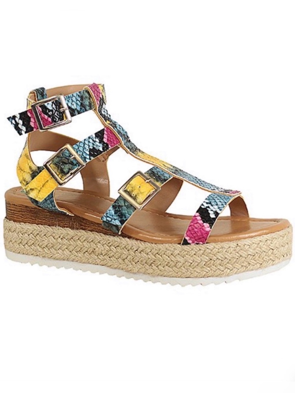 YOKI | Faux Snakeskin Platform Gladiator Sandals 🌺